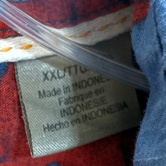 Quiksilver Waterman Camp Shirt Mens XXL Blue Red Floral Preppy Hawaiian Aloha - Picture 7 of 10